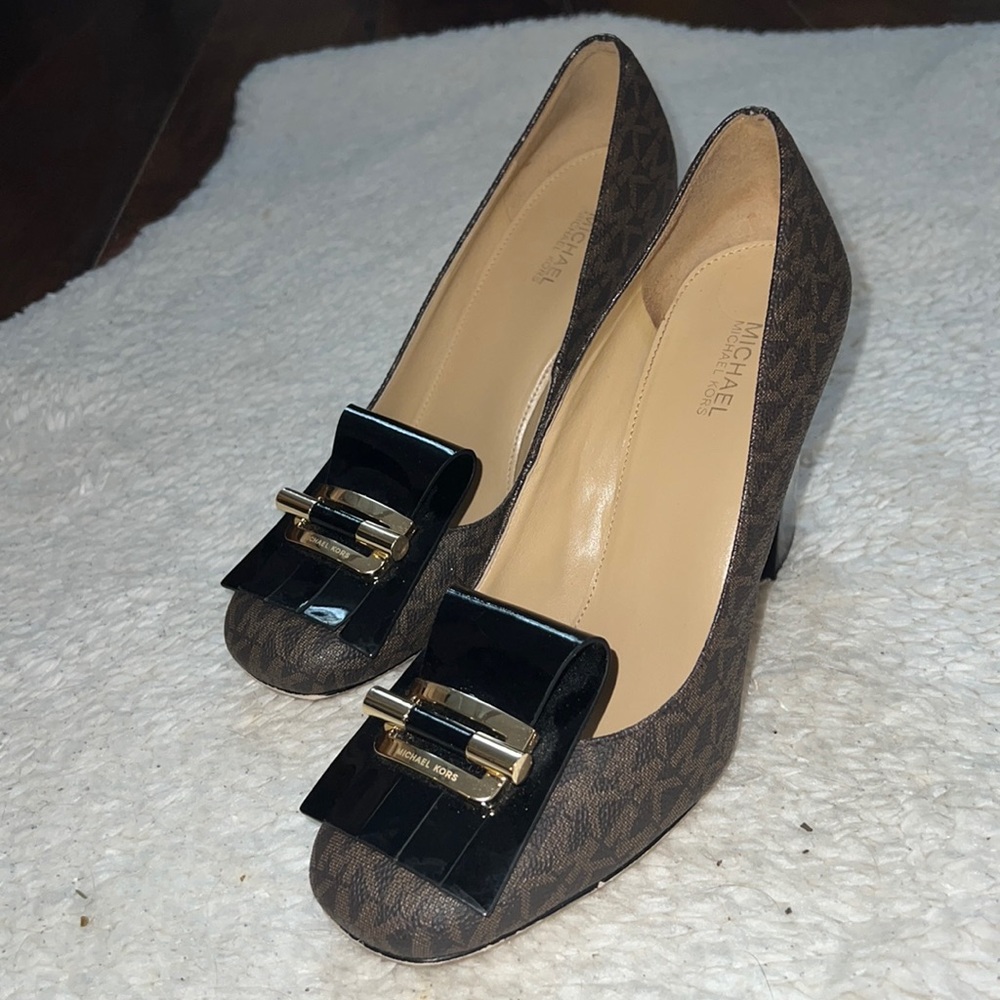 Michael Kors logo block heels